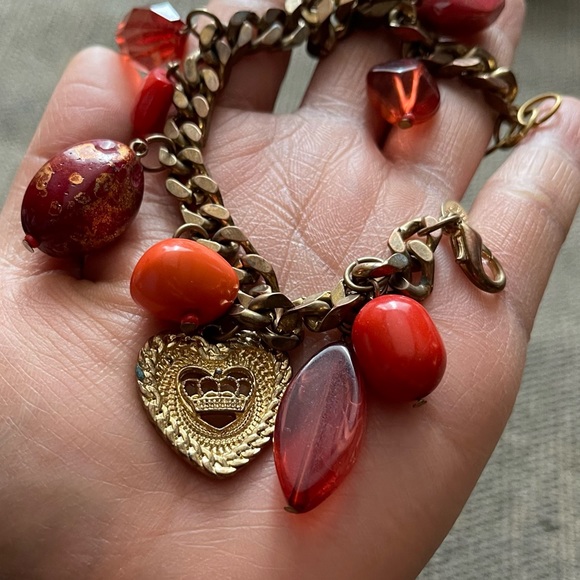 Beautiful BUOUX Gold Red Charms Bracelet EUC - Picture 3 of 5